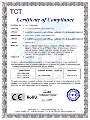 CE & ROHS for Thermostats