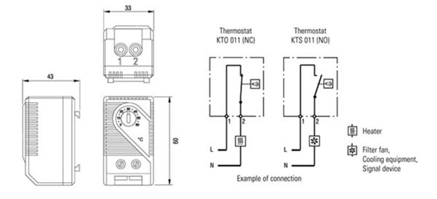 KTO 011 Small Thermostat Cabinet Thermostat Enclosure Thermostat  Drawing