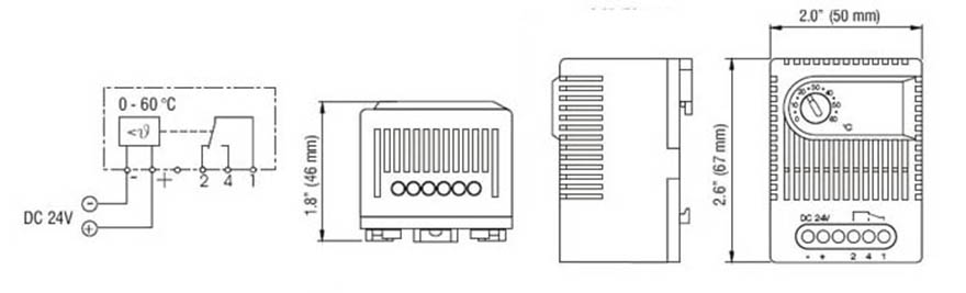 ET 011 Electronic Thermostat Cabinet Thermostat Enclosure Thermsotat Connection & Drawing 1