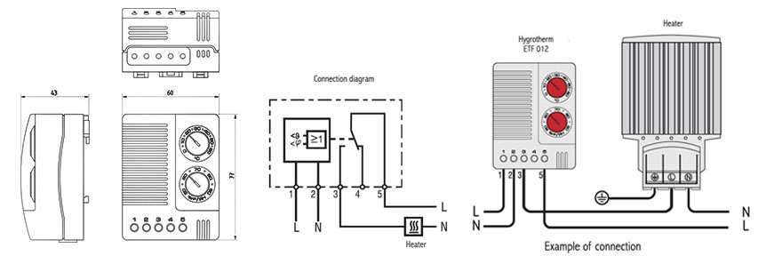 ETF 012 Electronic Hygrotherm Cabinet Hygrotherm Enclosure Hygrotherm Drawing 1