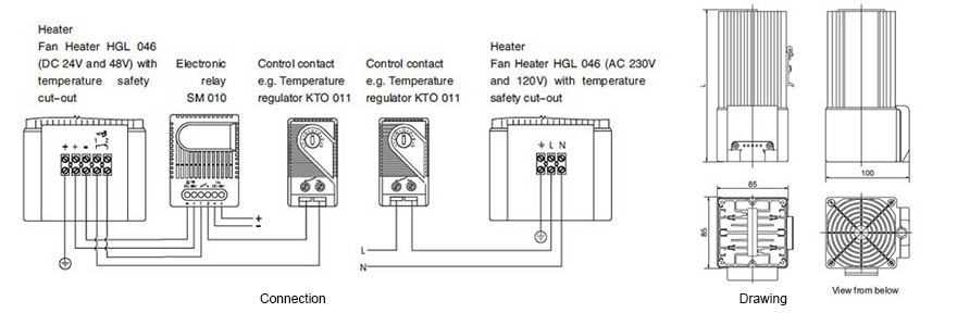 HGL 046 Fan Heater Cabinet Heater Enclosure heater Drawing
