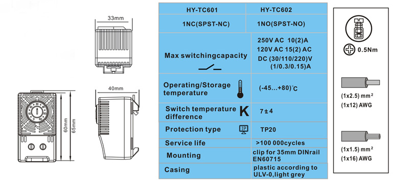 HY-TC600 Industrial Thermostat Enclosure Thermostat